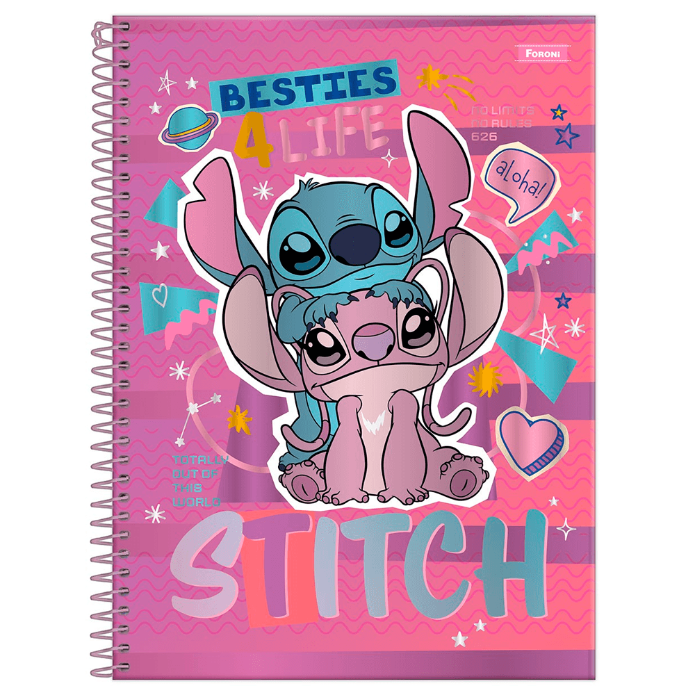 Caderno Universitario 10x1 160 Fls C.D. Foroni - Stitch 15 Caderno Universitario 10x1 160 Fls C.D. Foroni - Stitch 15